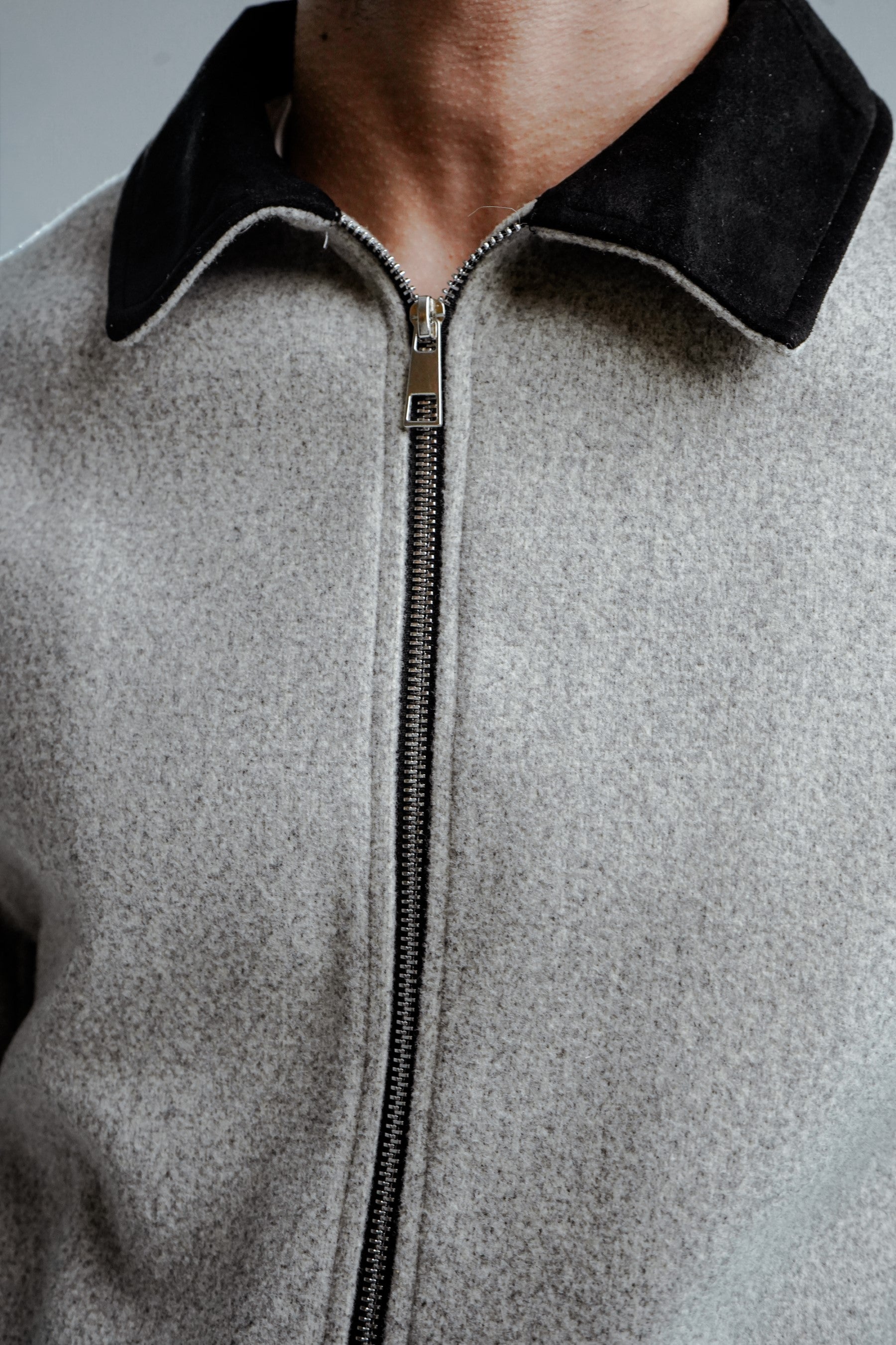 DUO TONE ZIP UP JACKET - LIGHT GREY