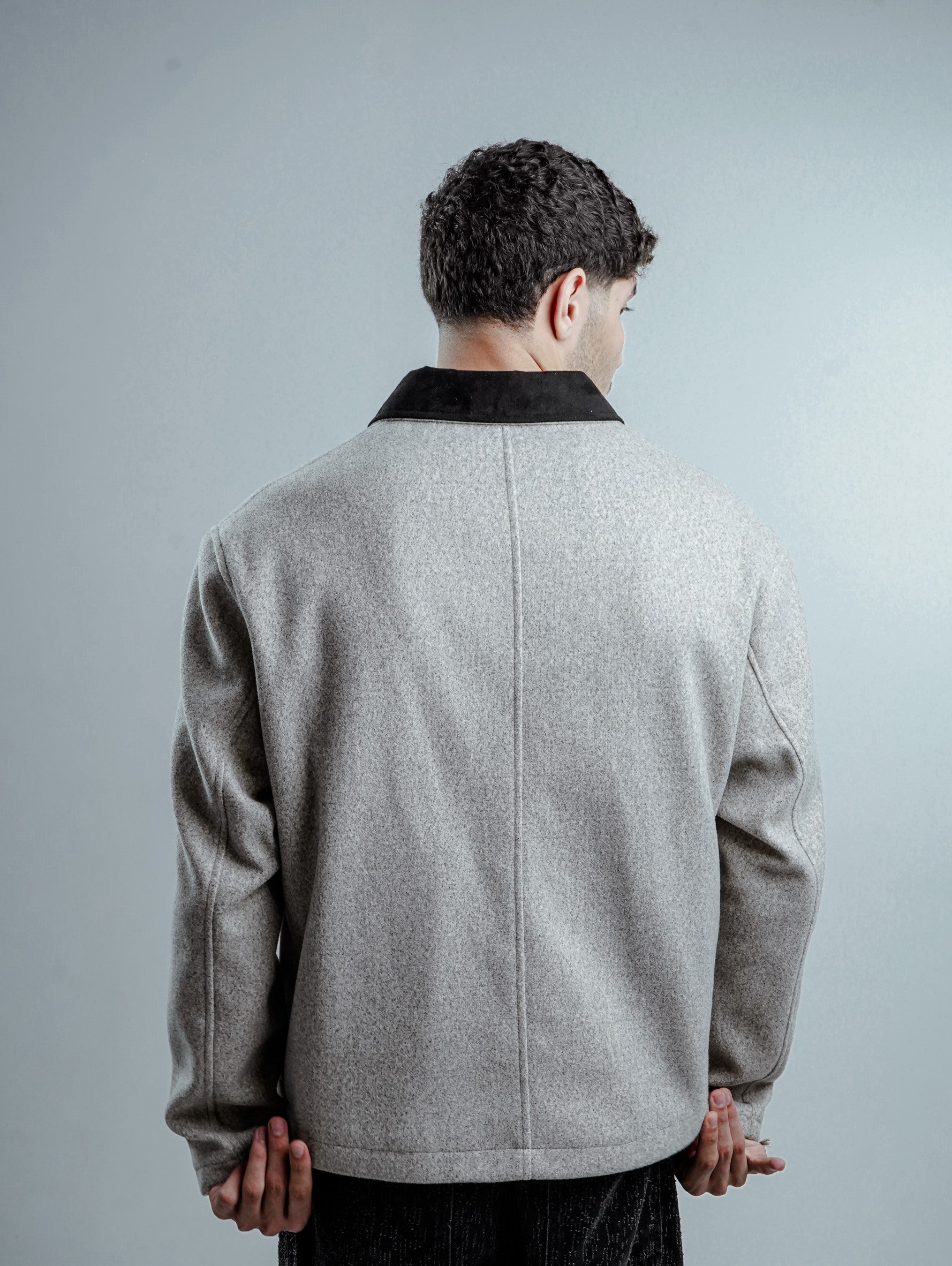 DUO TONE ZIP UP JACKET - LIGHT GREY
