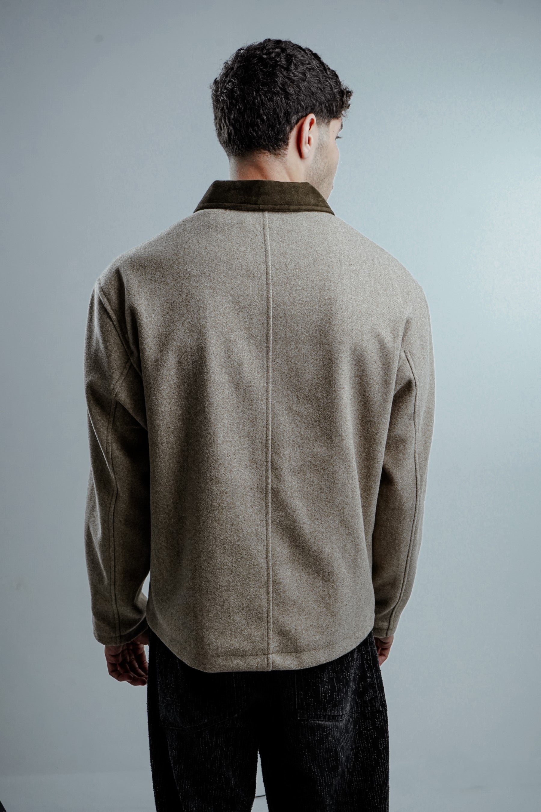 DUO TONE ZIP UP JACKET - BEIGE