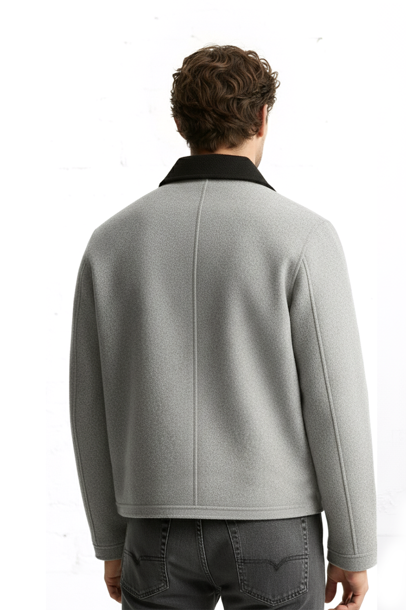 DUO TONE ZIP UP JACKET - LIGHT GREY